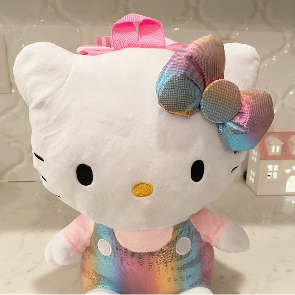 Hello Kitty Plush Backpack Rainbow 14 inch - Picture 4 of 10